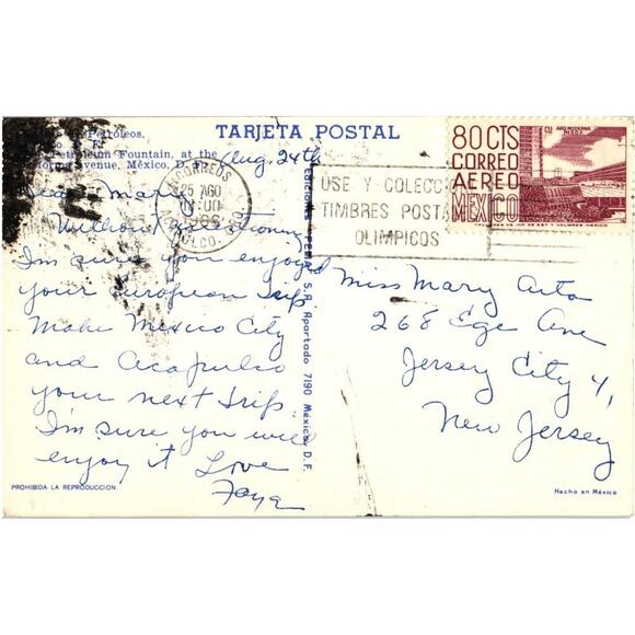 Petroleum Fountain at the Avenue Mexico City Postcard - Picture 2 of 2